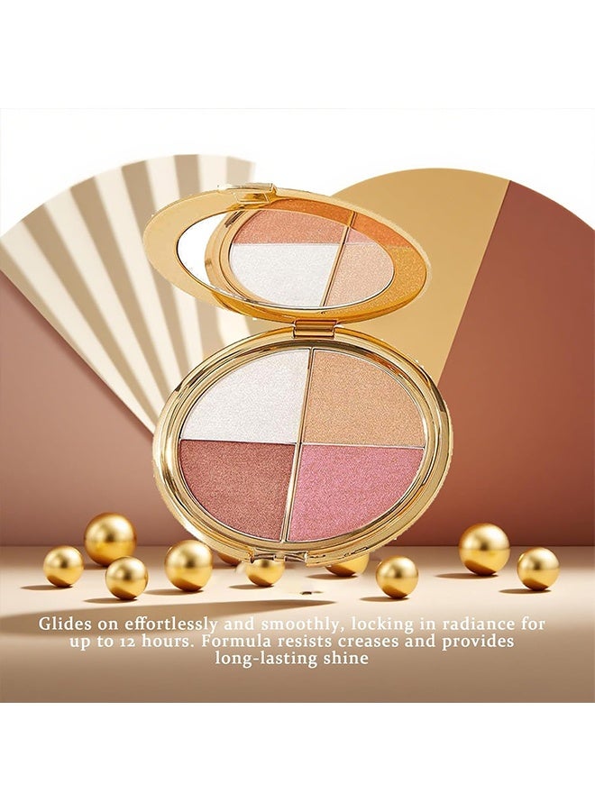 zephoco 2 in 1 Highlighting Eye and Cheek Palette,Eye & Cheek Palette - Eyeshadow And Highlighter Makeup, Makeup Palettes Contour Kit, Shimmer Glow Face Highlighter Palette For Women Face, Natural Glow Contour Powder - Image 5